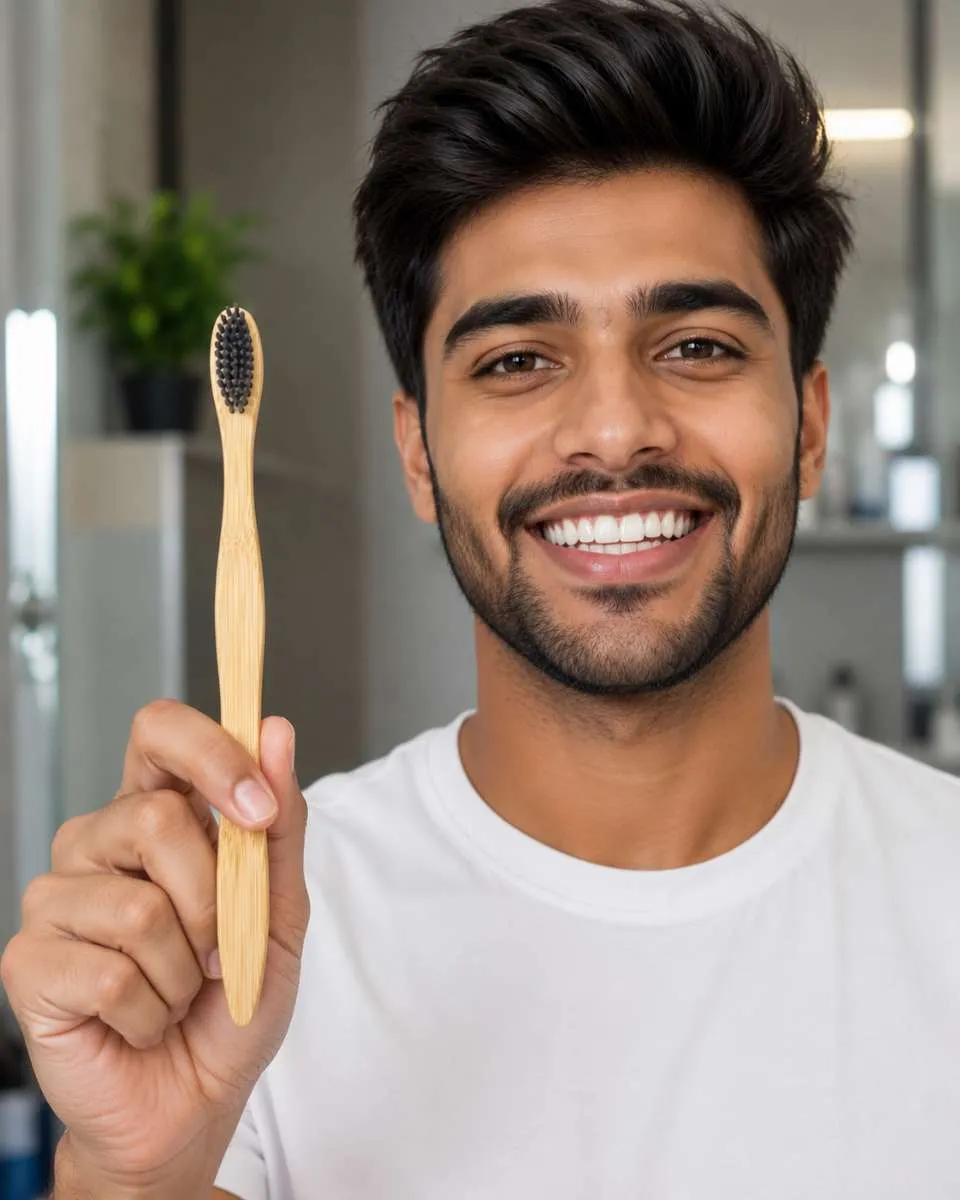 Organic Bamboo Toothbrush & Bamboo Comb Combo | Eco-Friendly Personal Care Kit | Natural Bamboo | Charcoal Bristles | Biodegradable