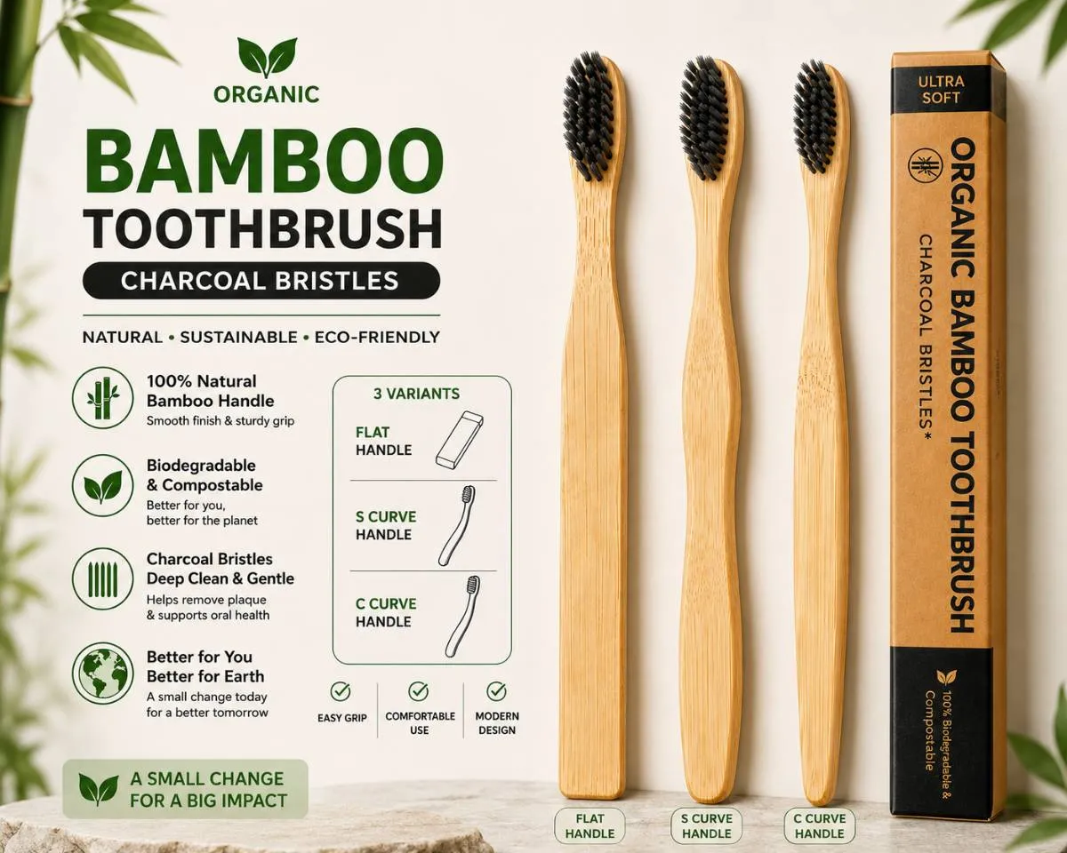 Buy Organic Bamboo Toothbrush & Bamboo Comb Combo | Eco-Friendly Personal Care Kit | Natural Bamboo | Charcoal Bristles | Biodegradable Online at Best Price